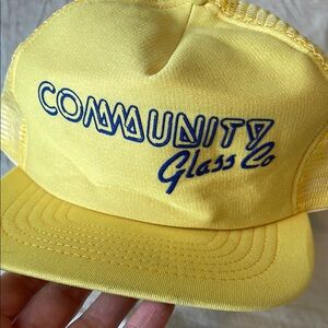 Yellow Trucker Hat with Blue Embroidery
